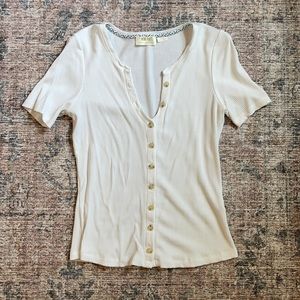 Anthropologie Short Sleeve Ribbed Top